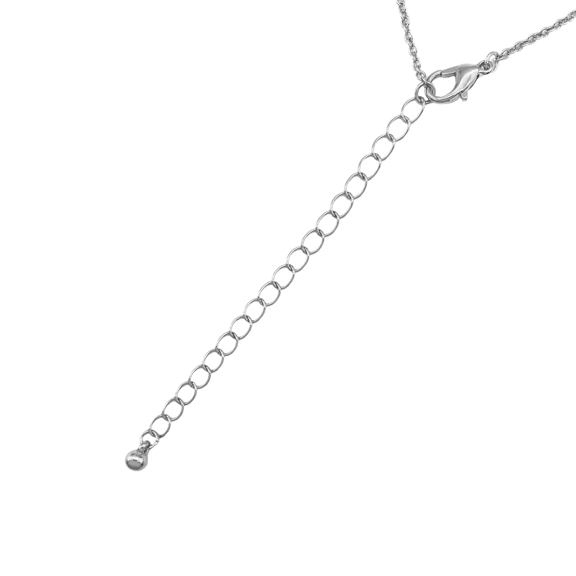 Rhodium Cable Necklace with Circle Charm Holder by Bead Landing™